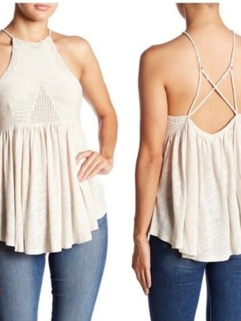 NWT Free People Road Trip Crochet Halter Top